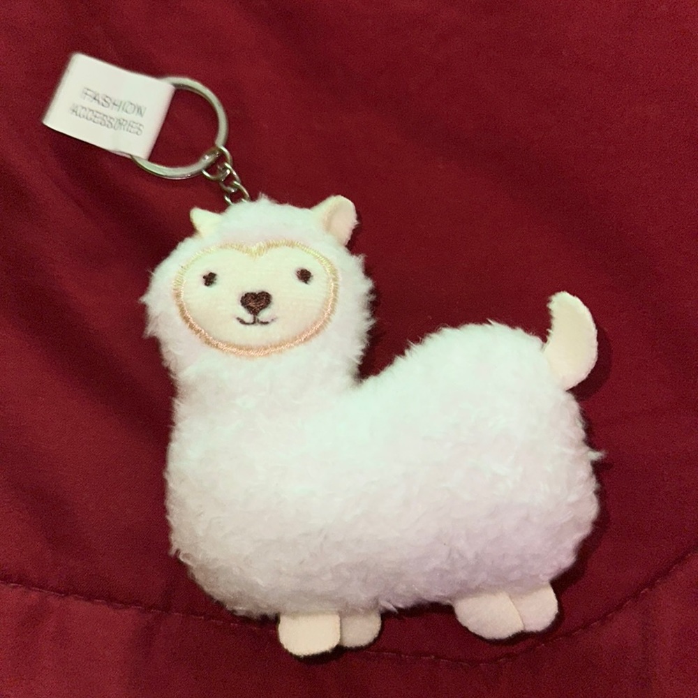 White Alpaca Keychain